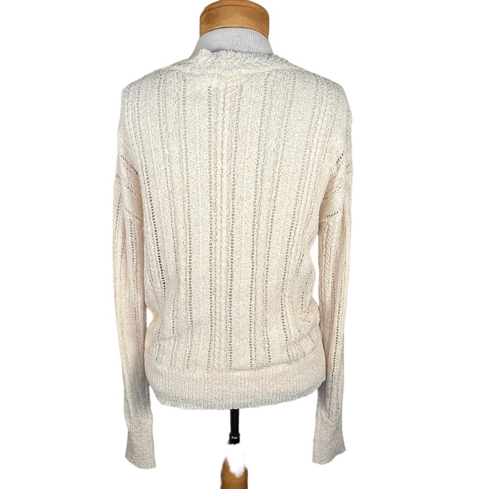 ASTR The Label Cream Colored Faux Wrap Stretchy Knit Semi-Sheer Sweater Med EUC - Picture 6 of 14